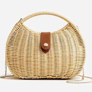 J Crew semi-circle rattan handbag